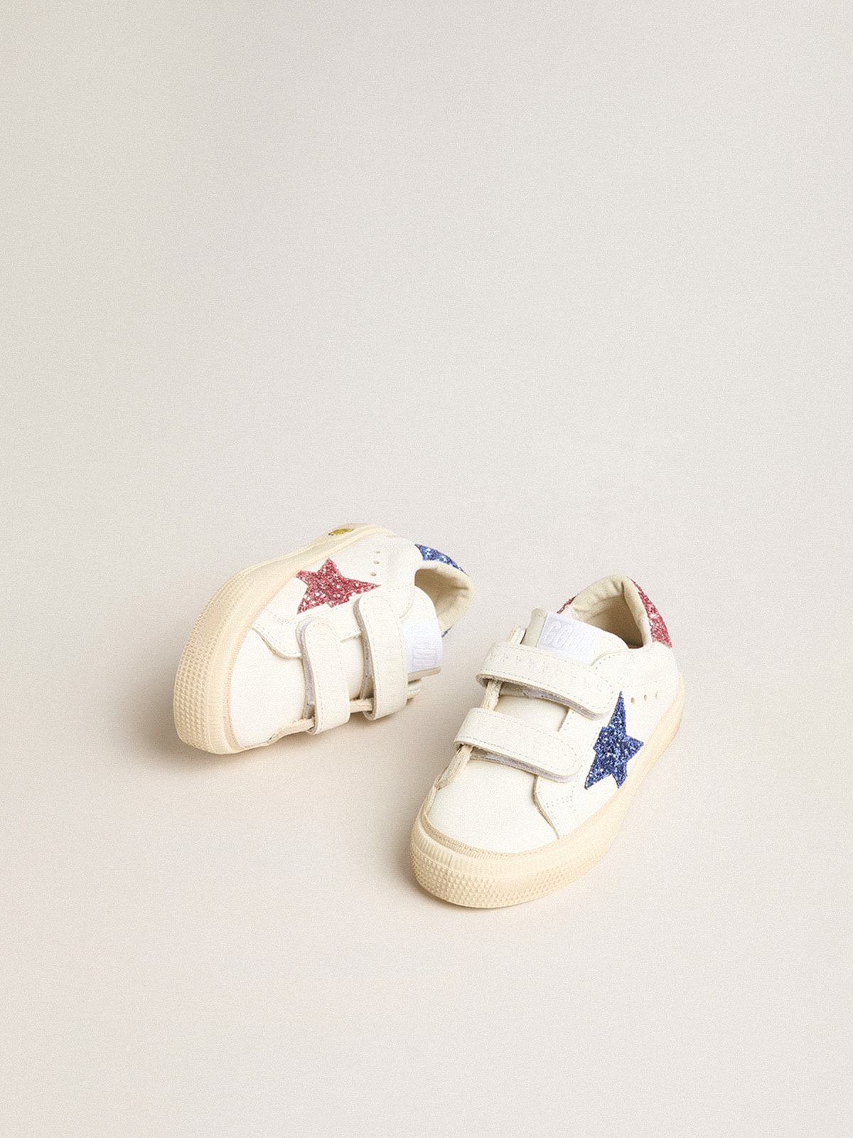 Junior May School in leather with glitter star and heel tab| Golden Goose