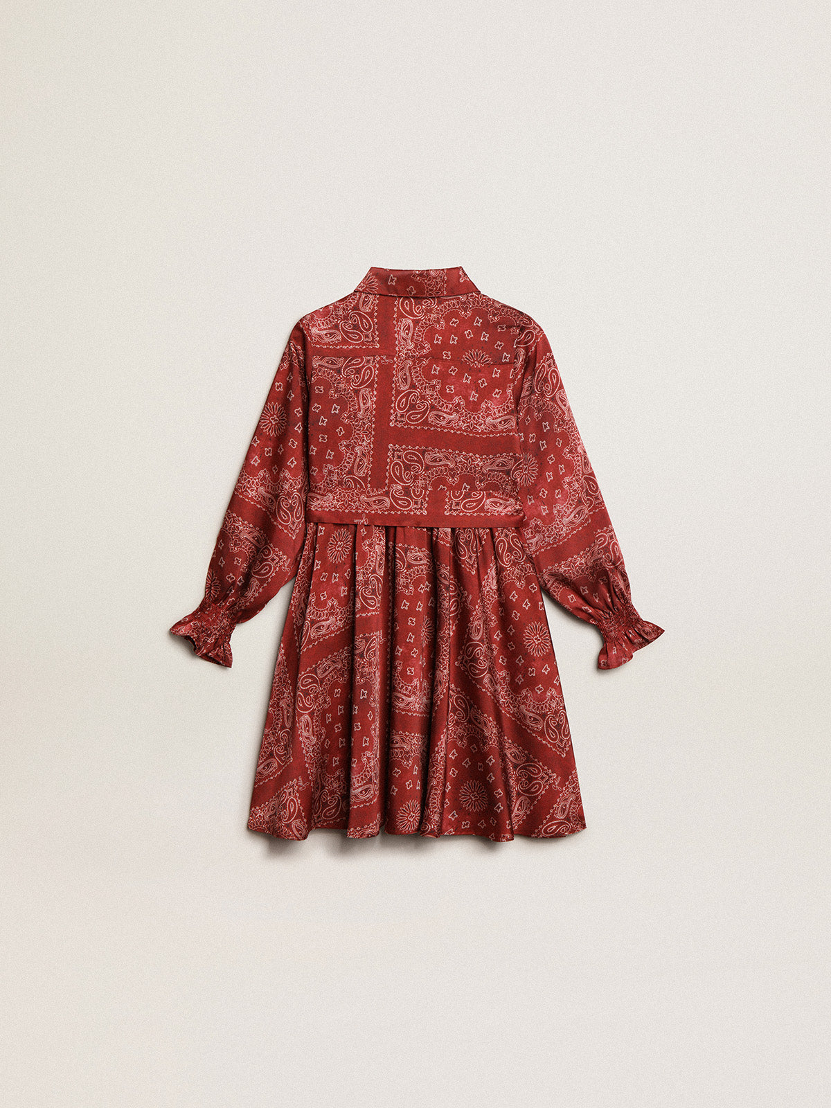 Girls' burgundy shirt dress with paisley print| Golden Goose