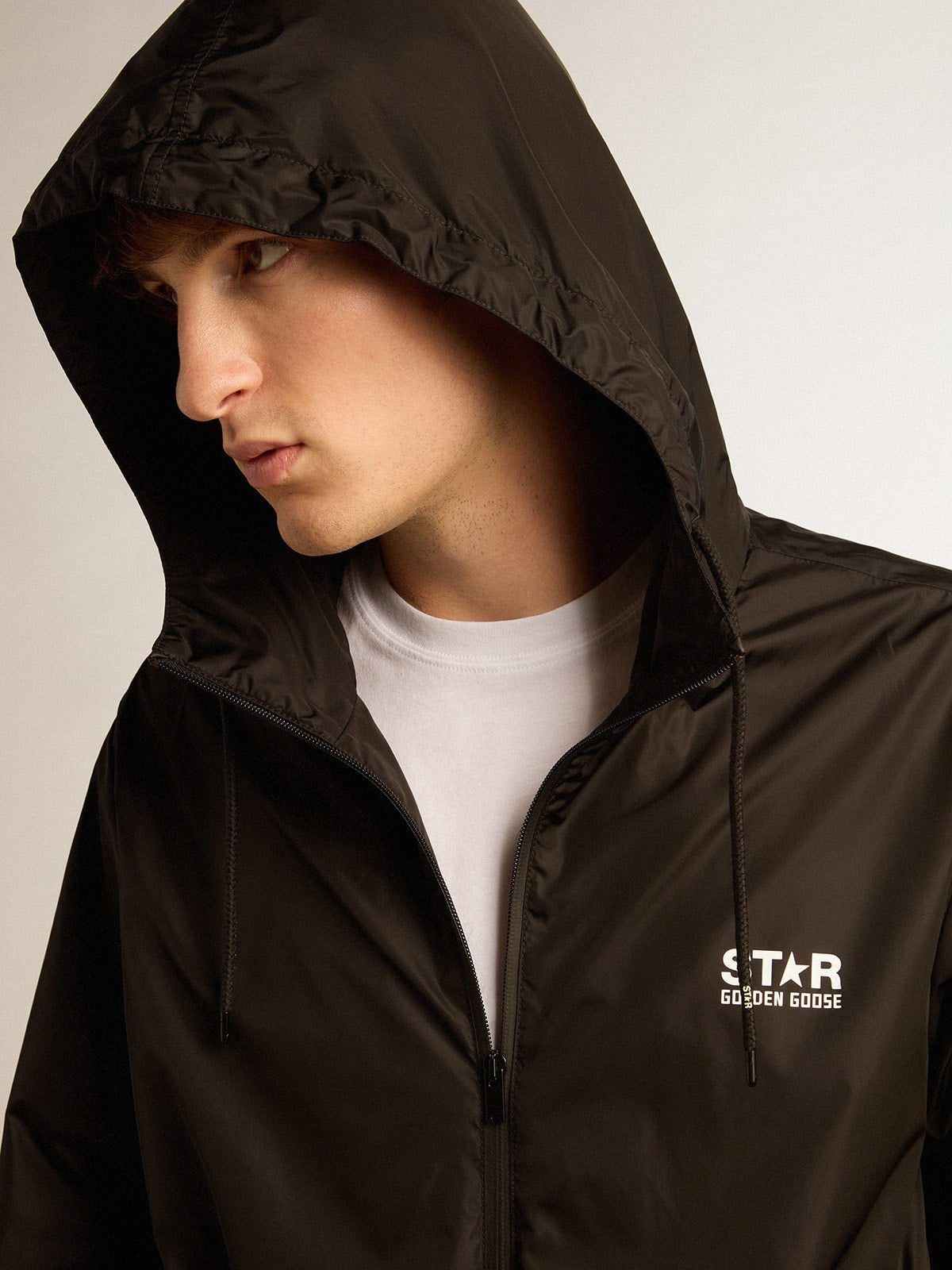 Men's black windbreaker| Golden Goose