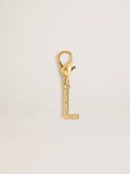 Letter L charm in gold-colored brass with crystals| Golden Goose
