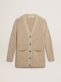 Wool blend cardigan with fisherman's rib knit| Golden Goose
