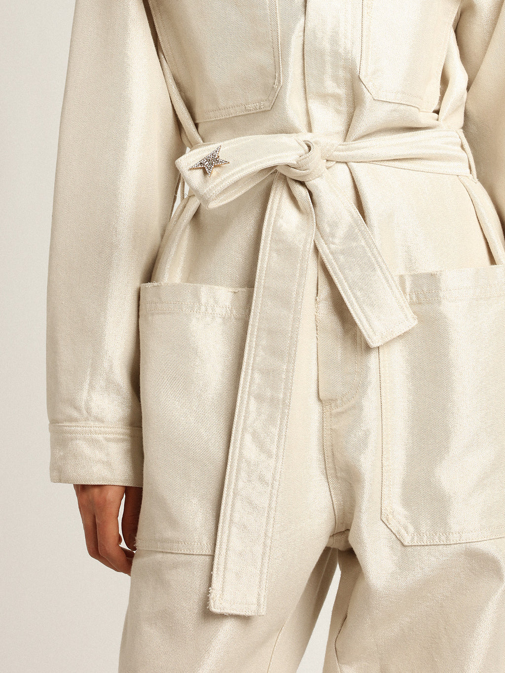 Golden white denim jumpsuit| Golden Goose