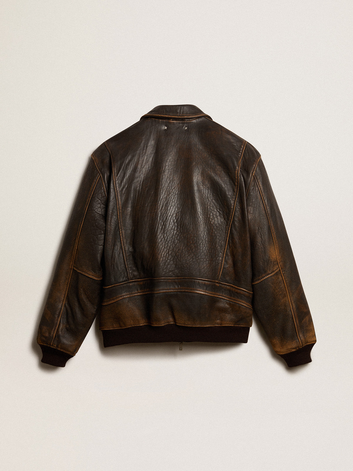 Aviator-style jacket in brown leather| Golden Goose