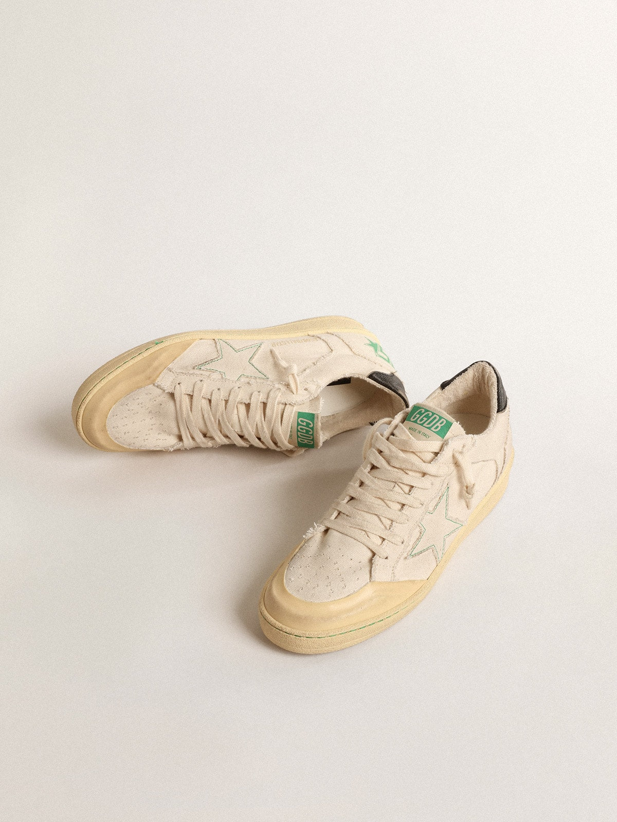 Ball Star LTD with vanilla canvas star and leather heel tab| Golden Goose