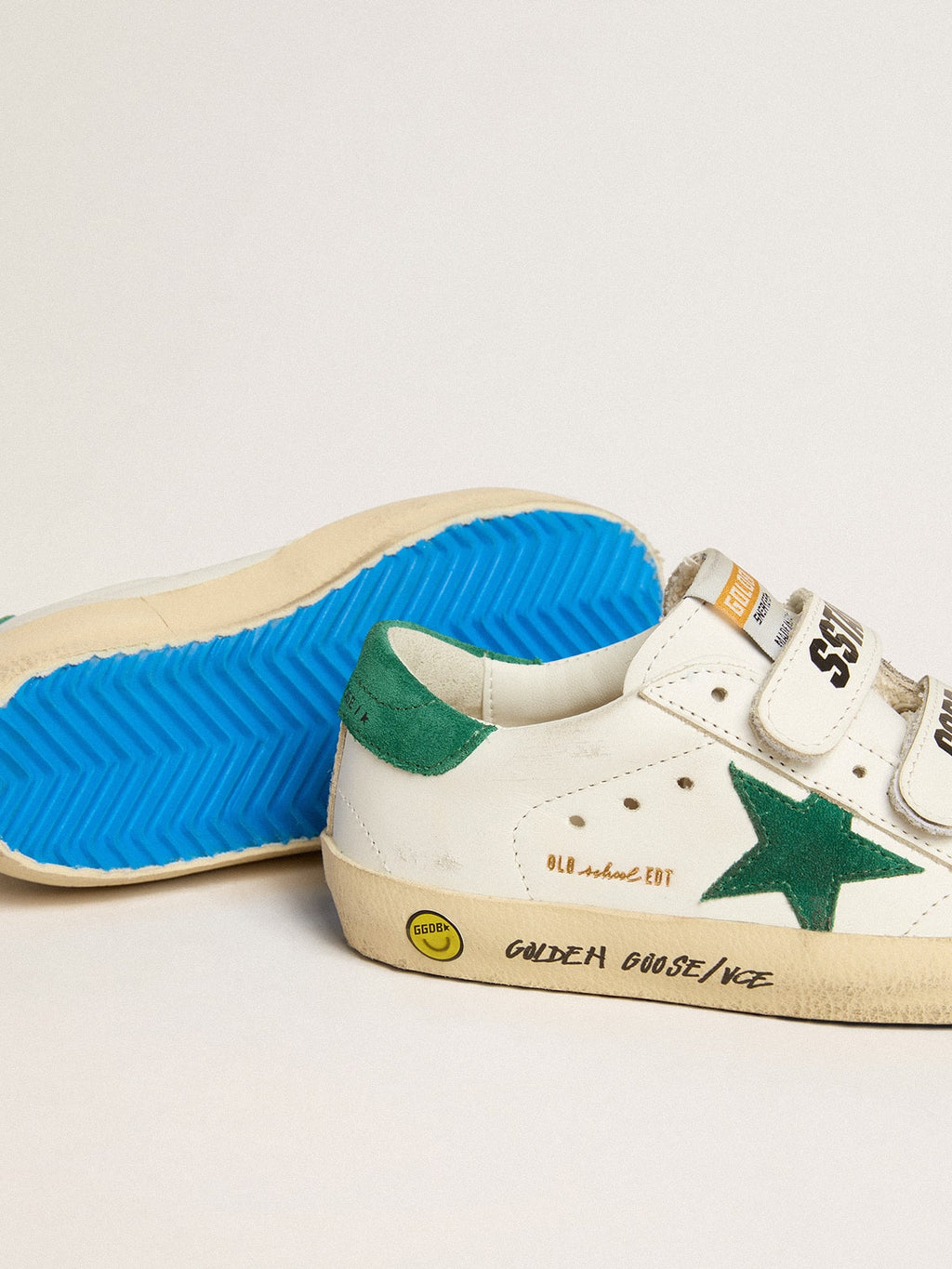 Old School Junior with green suede star and heel tab| Golden Goose