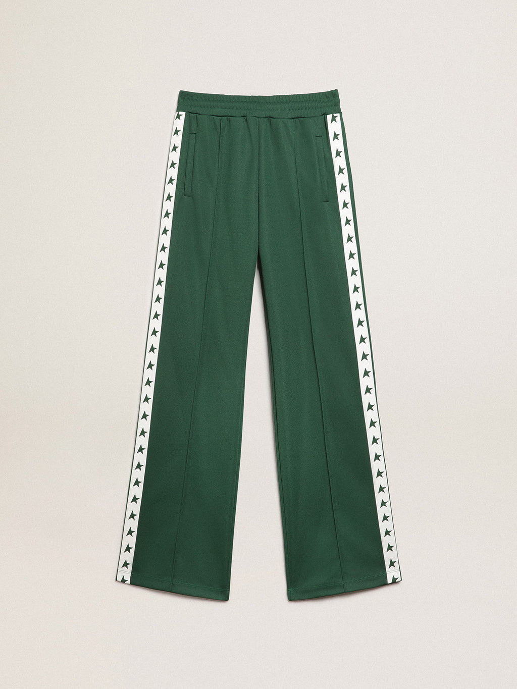 Women's bright green joggers with band and stars| Golden Goose
