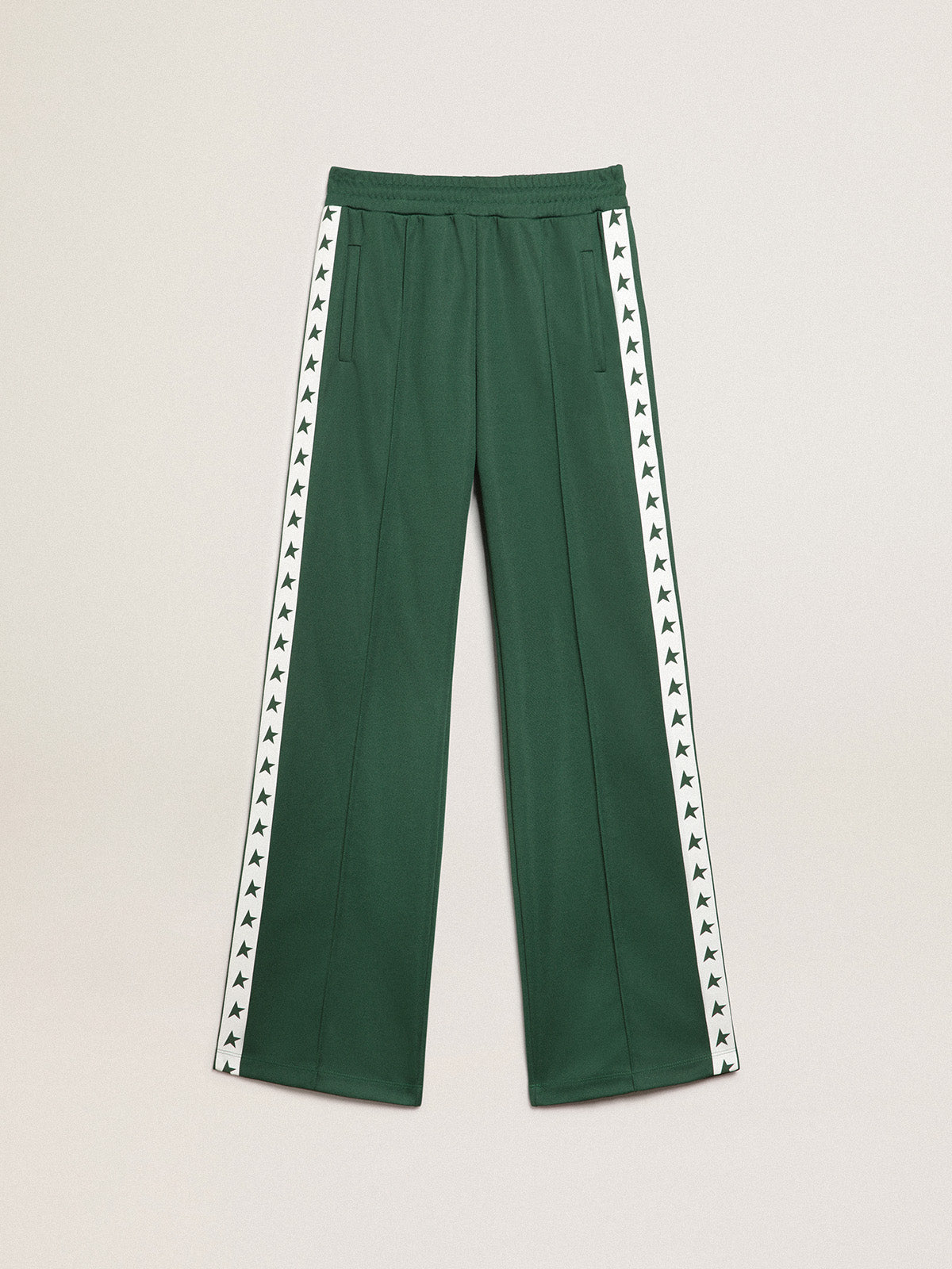 Women's bright green joggers with band and stars| Golden Goose