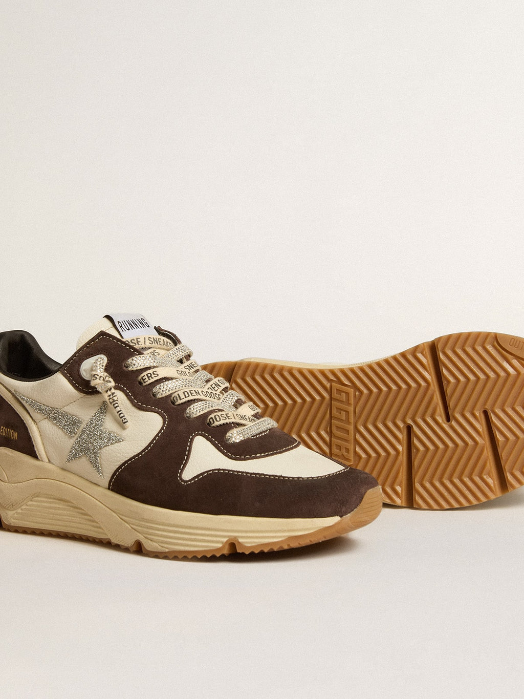 Running Sole LTD in nappa and brown suede with a Swarovski crystal star| Golden Goose