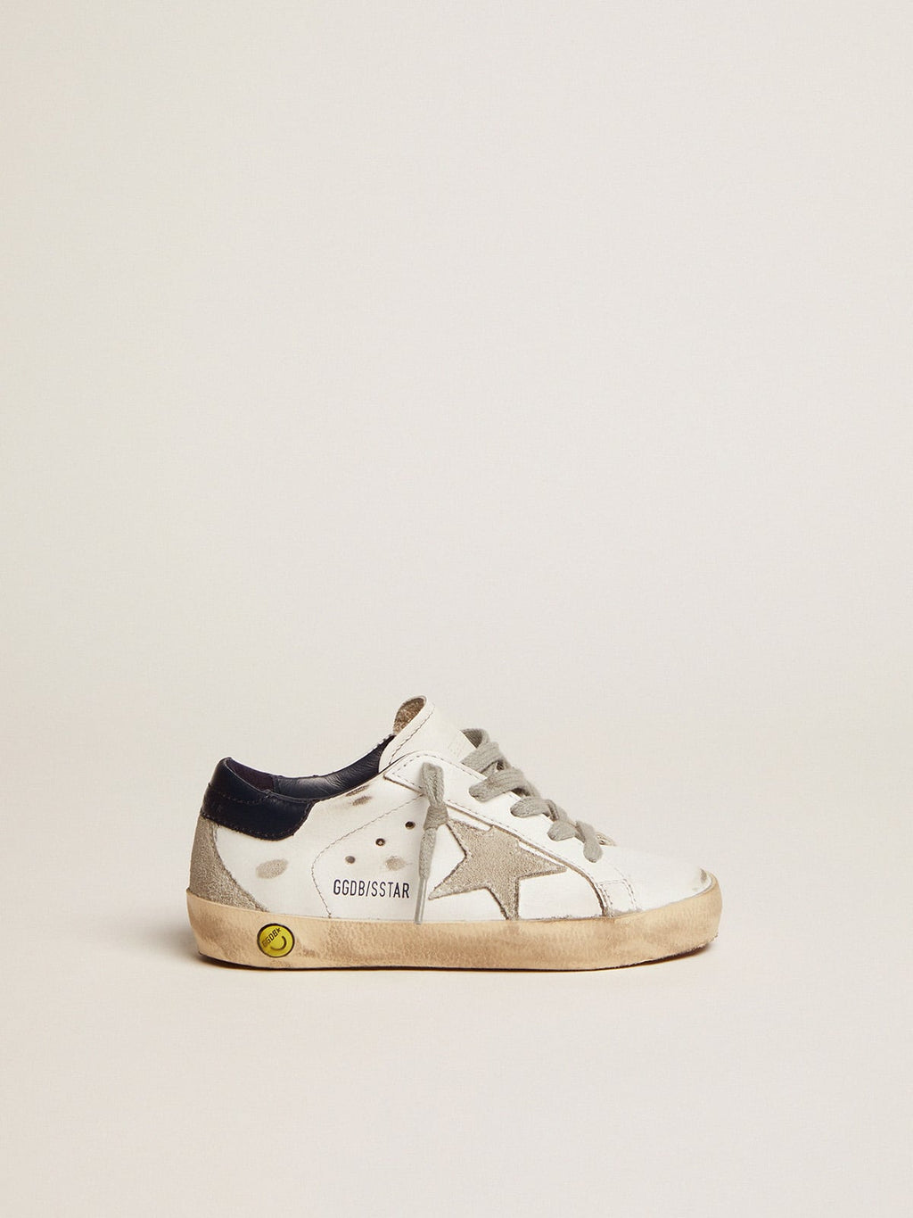 Junior Super-Star with gray suede star and blue heel tab| Golden Goose