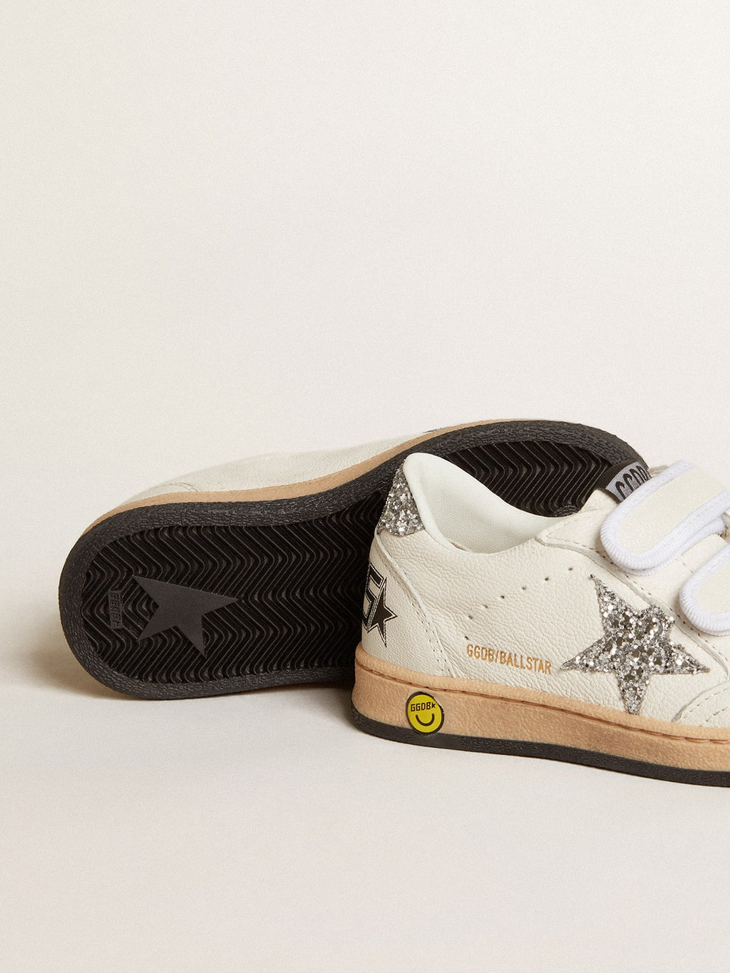 Ball Star Junior in nappa with silver glitter star and heel tab| Golden Goose