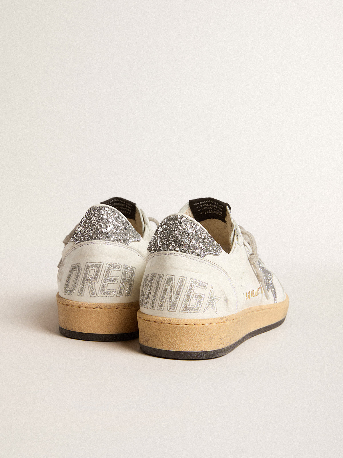 Women's Ball Star Wishes in nappa leather with white star and glitter heel tab| Golden Goose