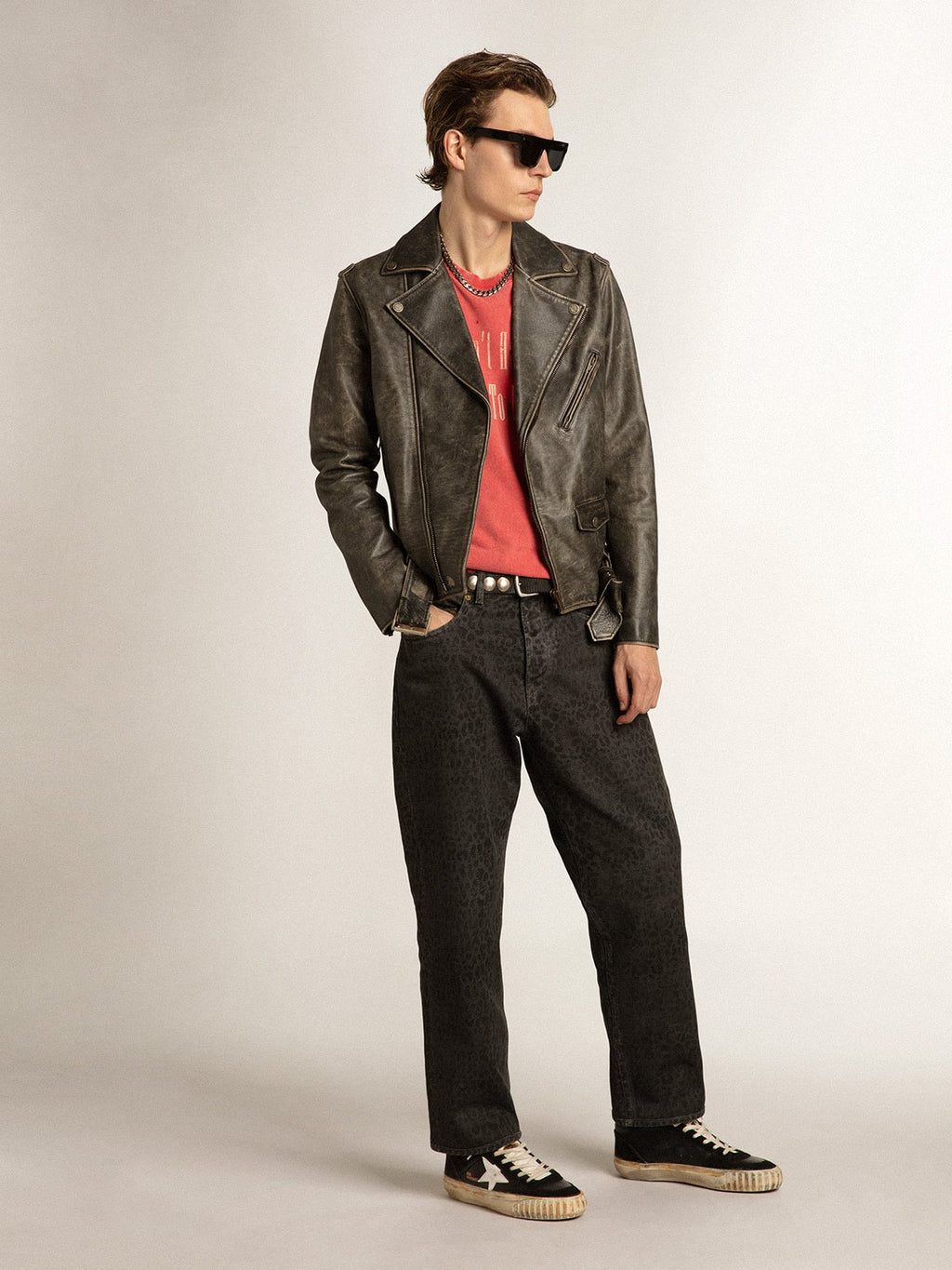 Men's Mid Star in black nappa and suede with white leather star| Golden Goose