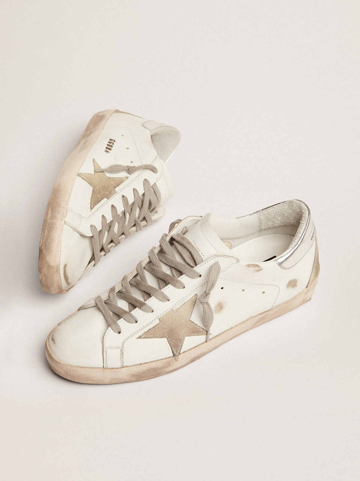 Men's Super-Star with silver heel tab and lettering| Golden Goose
