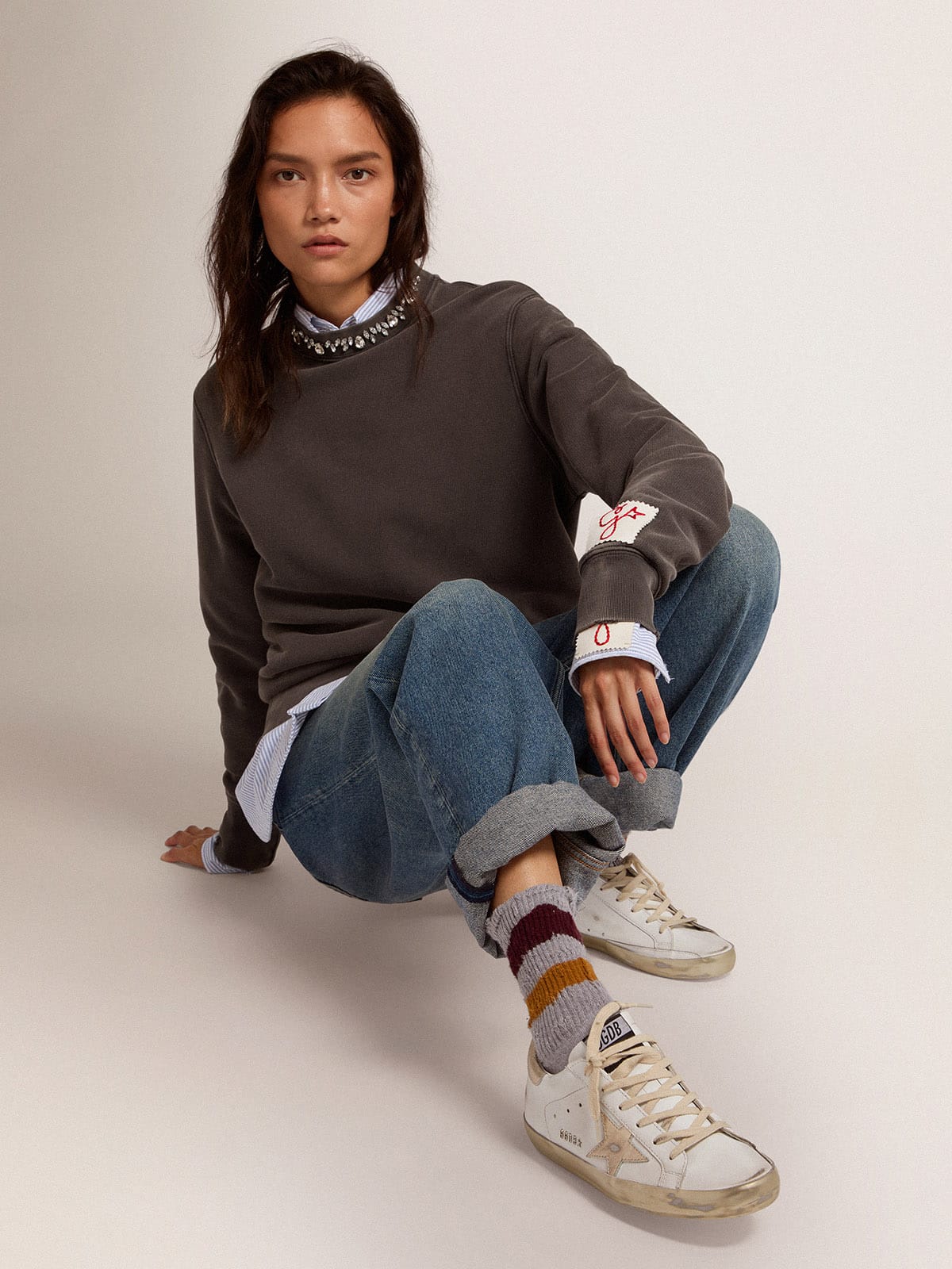 Women's Super-Star sneakers with gold foxing| Golden Goose