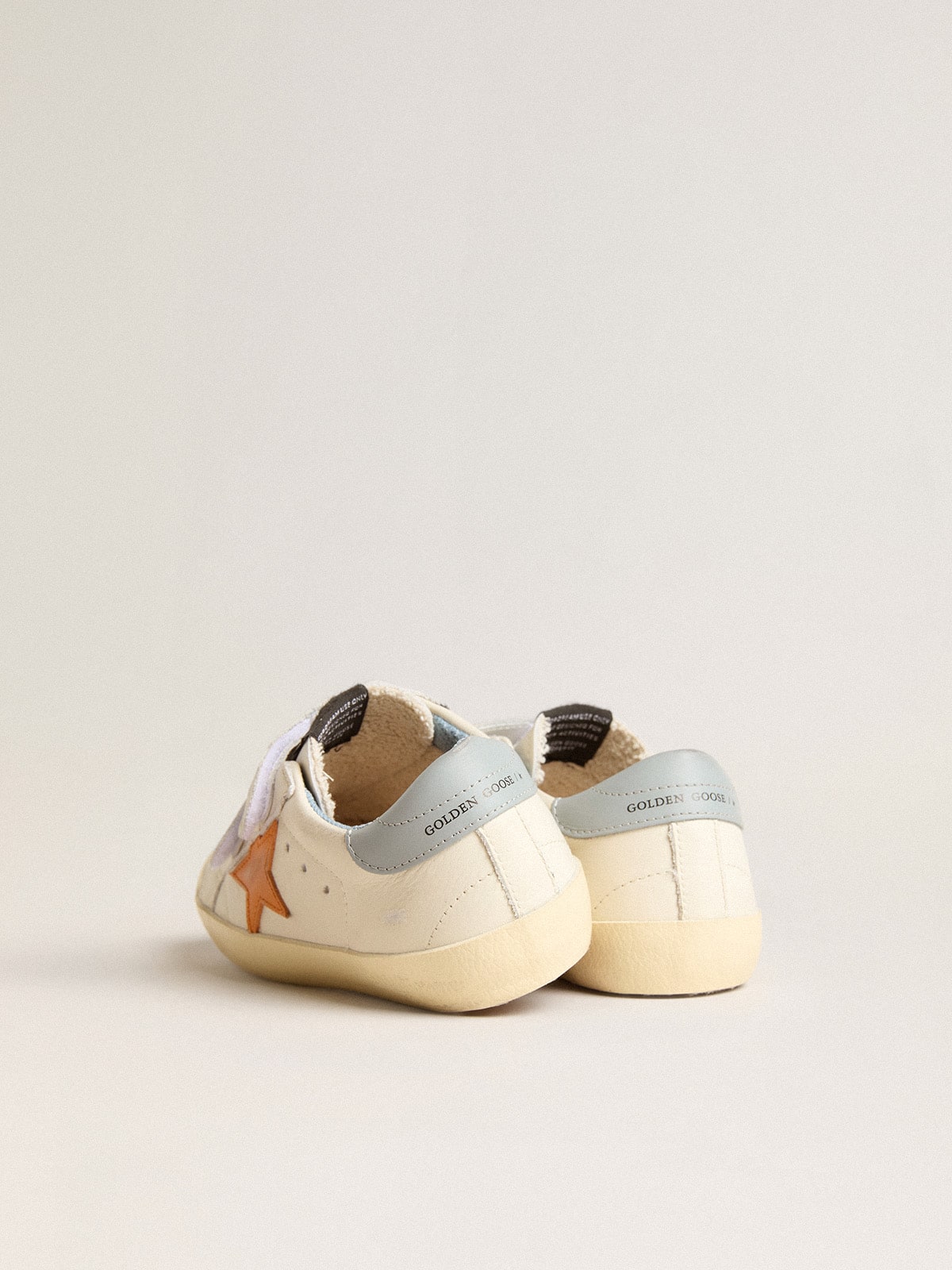 Young Old School in leather with orange star and baby blue heel tab| Golden Goose