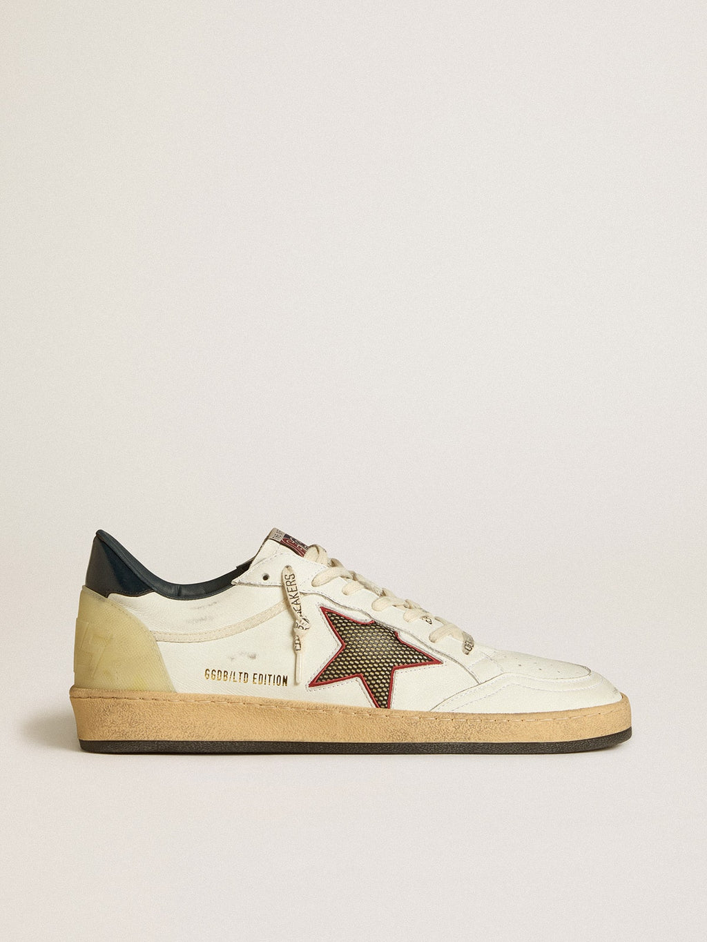 Men's Ball Star LTD with mesh star and midnight blue leather heel tab| Golden Goose