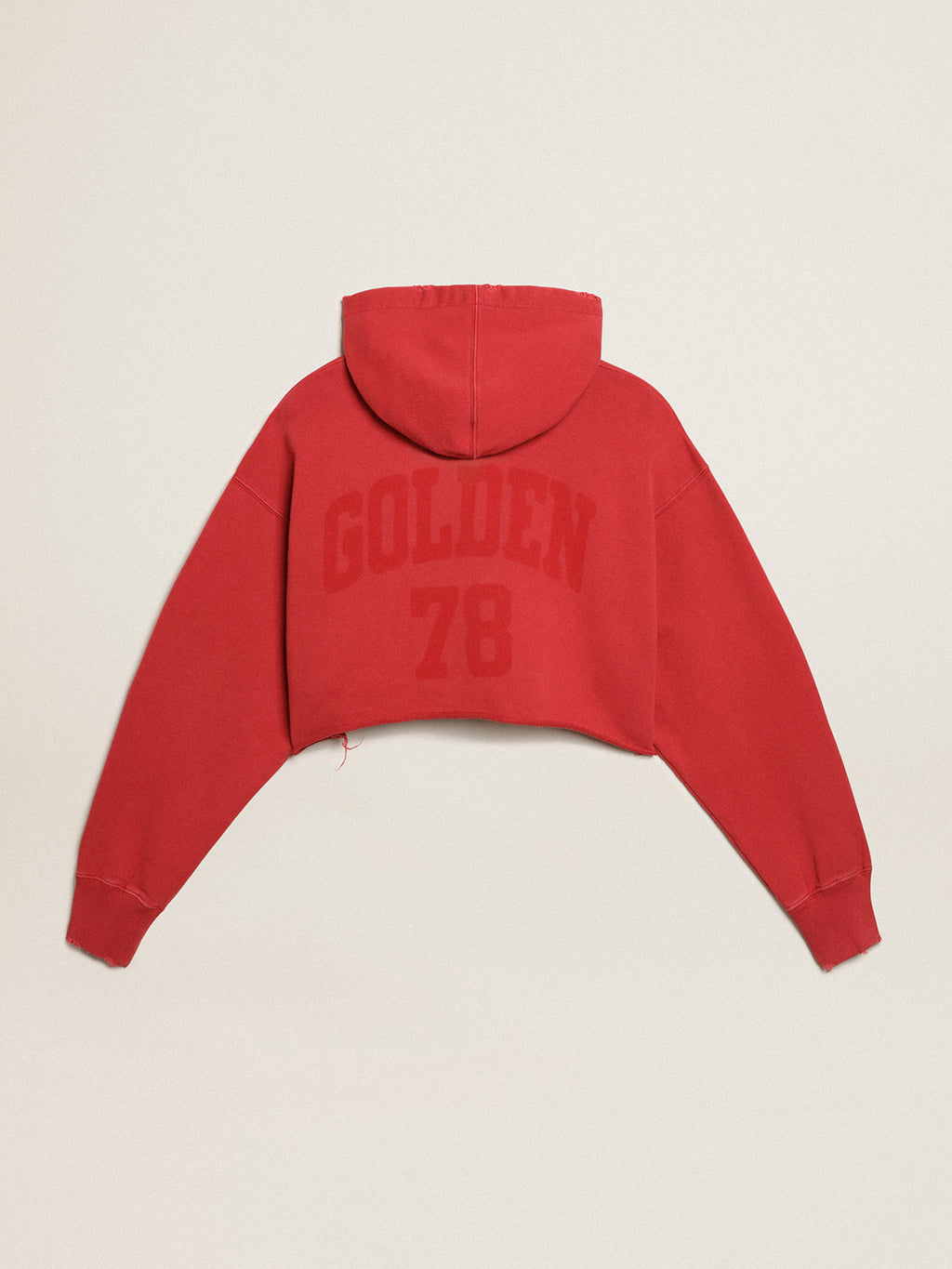 Cropped hooded sweatshirt in red| Golden Goose