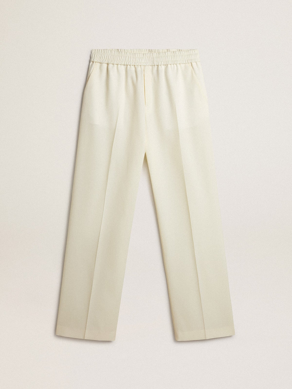Men's aged white wool gabardine joggers| Golden Goose