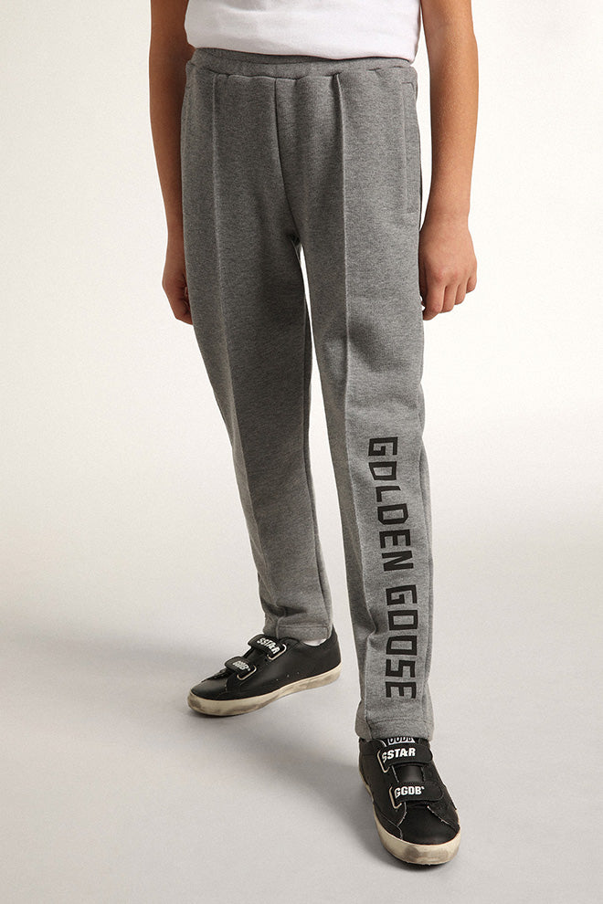 Gray joggers with printed logo| Golden Goose