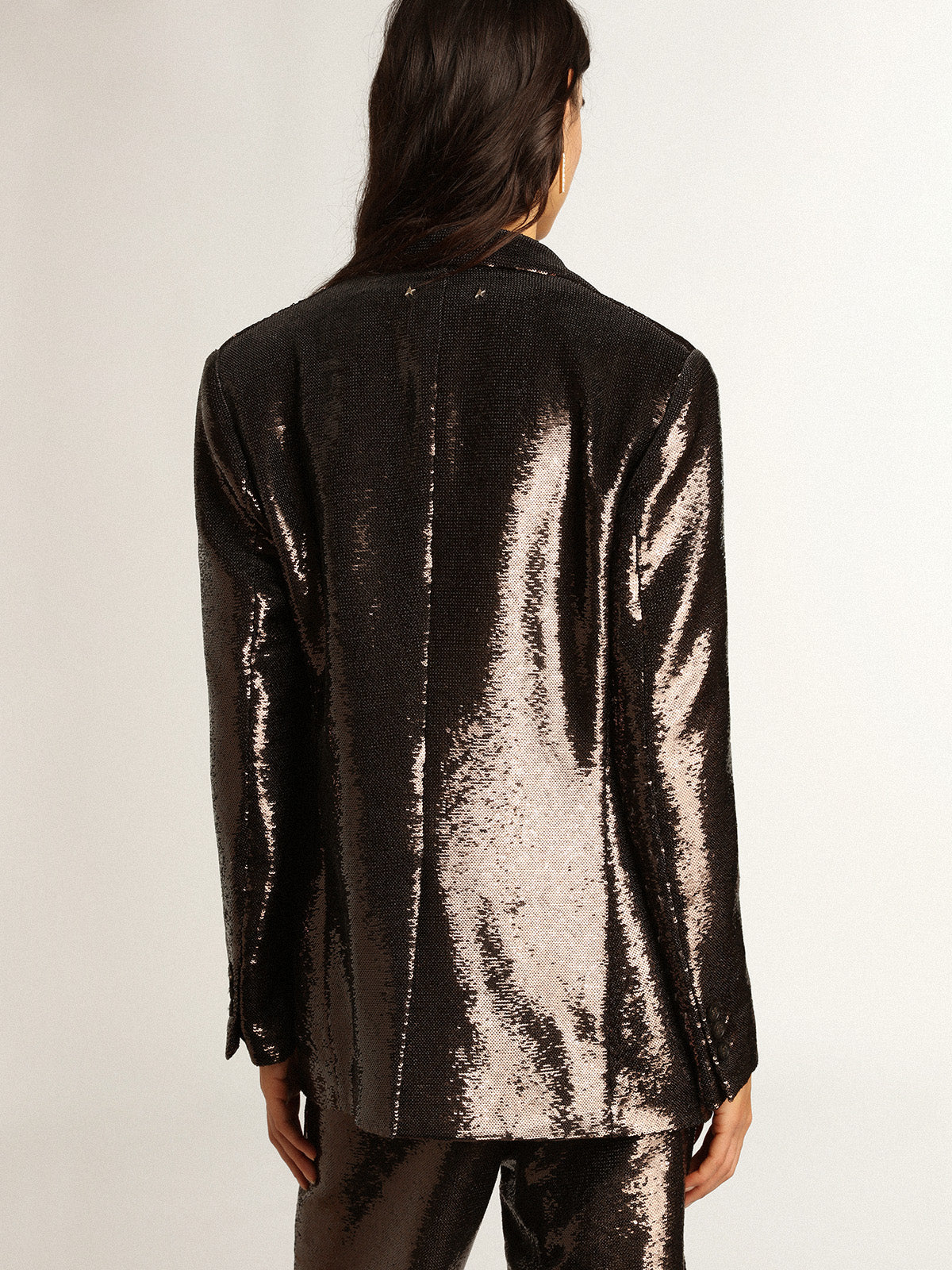 Gray single-breasted blazer with all-over sequins| Golden Goose