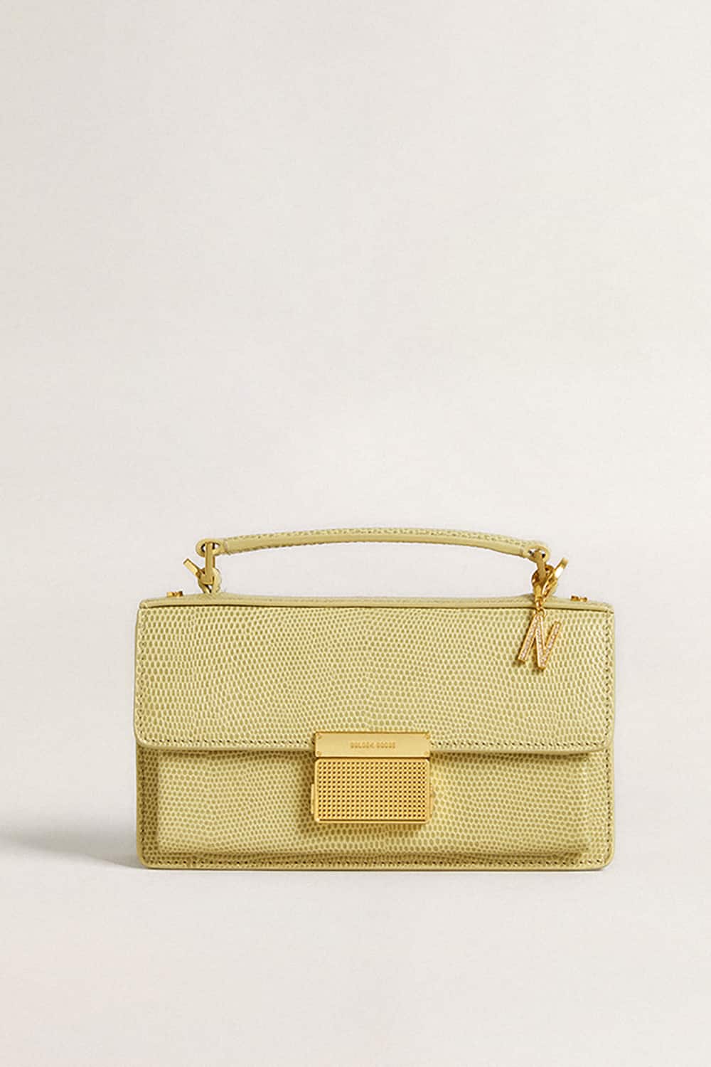 Letter N charm in gold-colored brass with crystals| Golden Goose