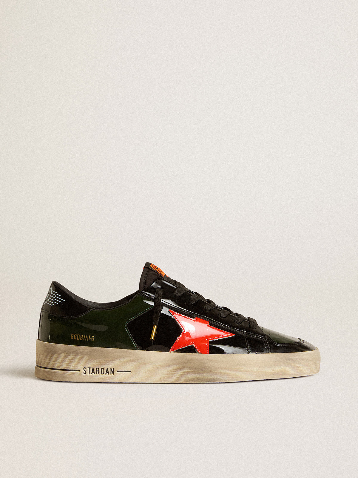 Women's Stardan in black and green patent leather with orange star| Golden Goose