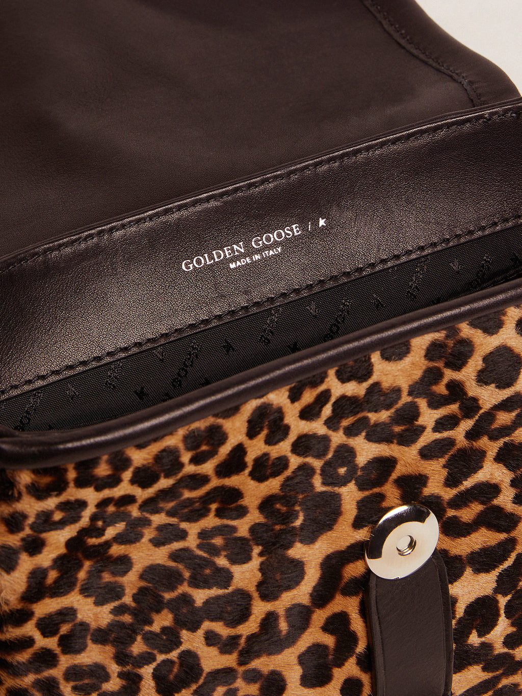 Small Rodeo Bag in black leather and leopard-print pony skin| Golden Goose