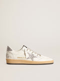 Women's Ball Star Wishes in nappa leather with white star and glitter heel tab| Golden Goose