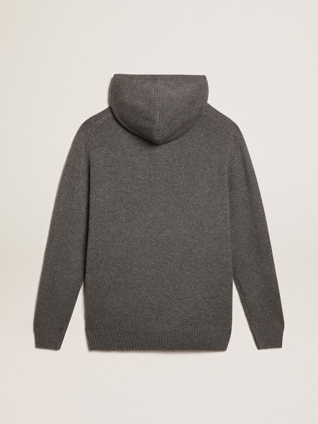 Men's gray melange cashmere blend sweatshirt with hood| Golden Goose