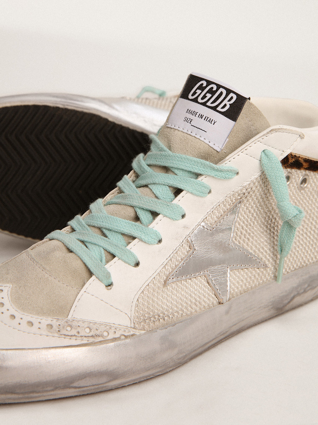 Women's Mid Star with silver star and flash in leopard print pony skin| Golden Goose