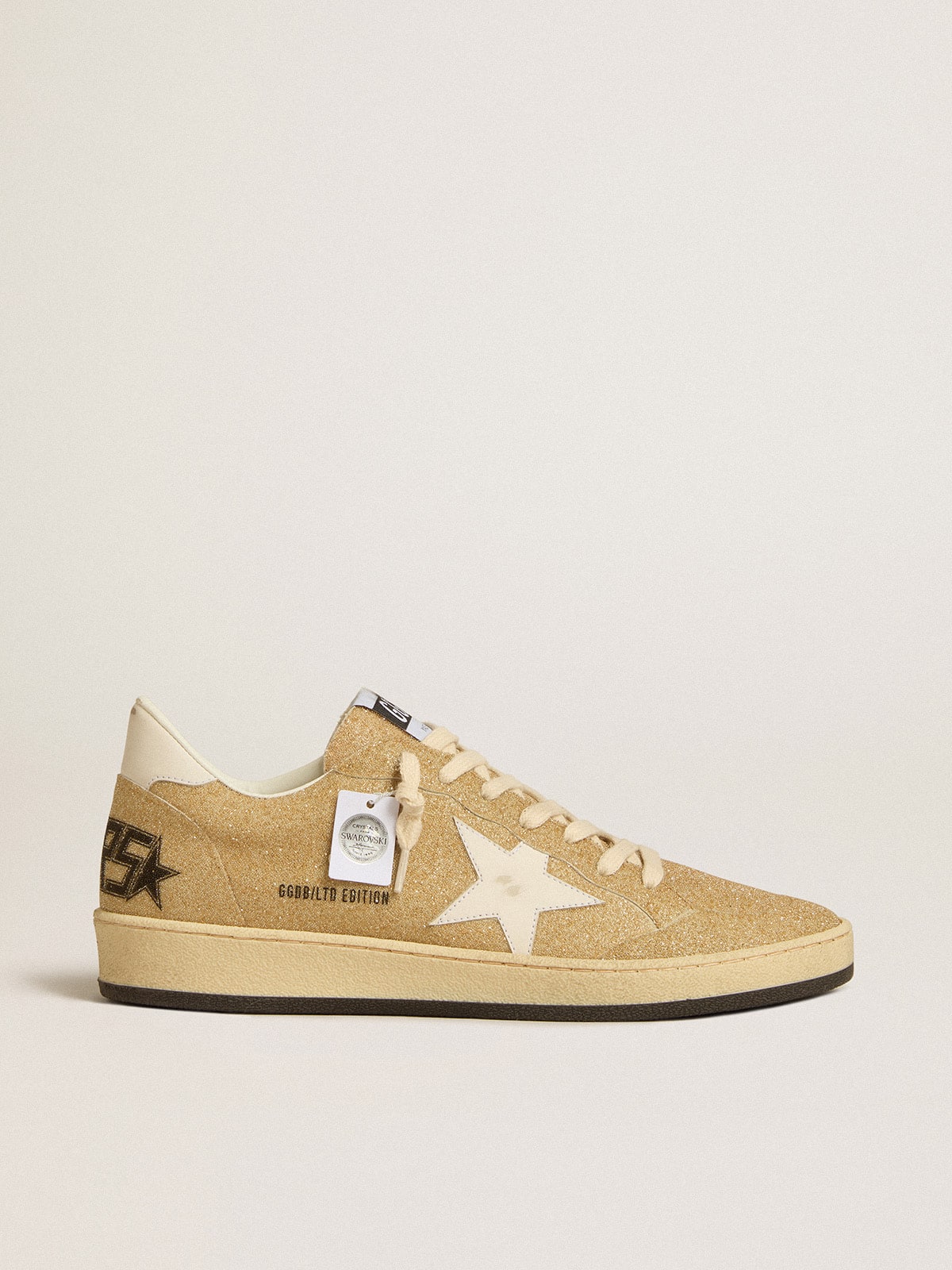 Ball Star in golden Swarovski crystals with milk-white leather star| Golden Goose