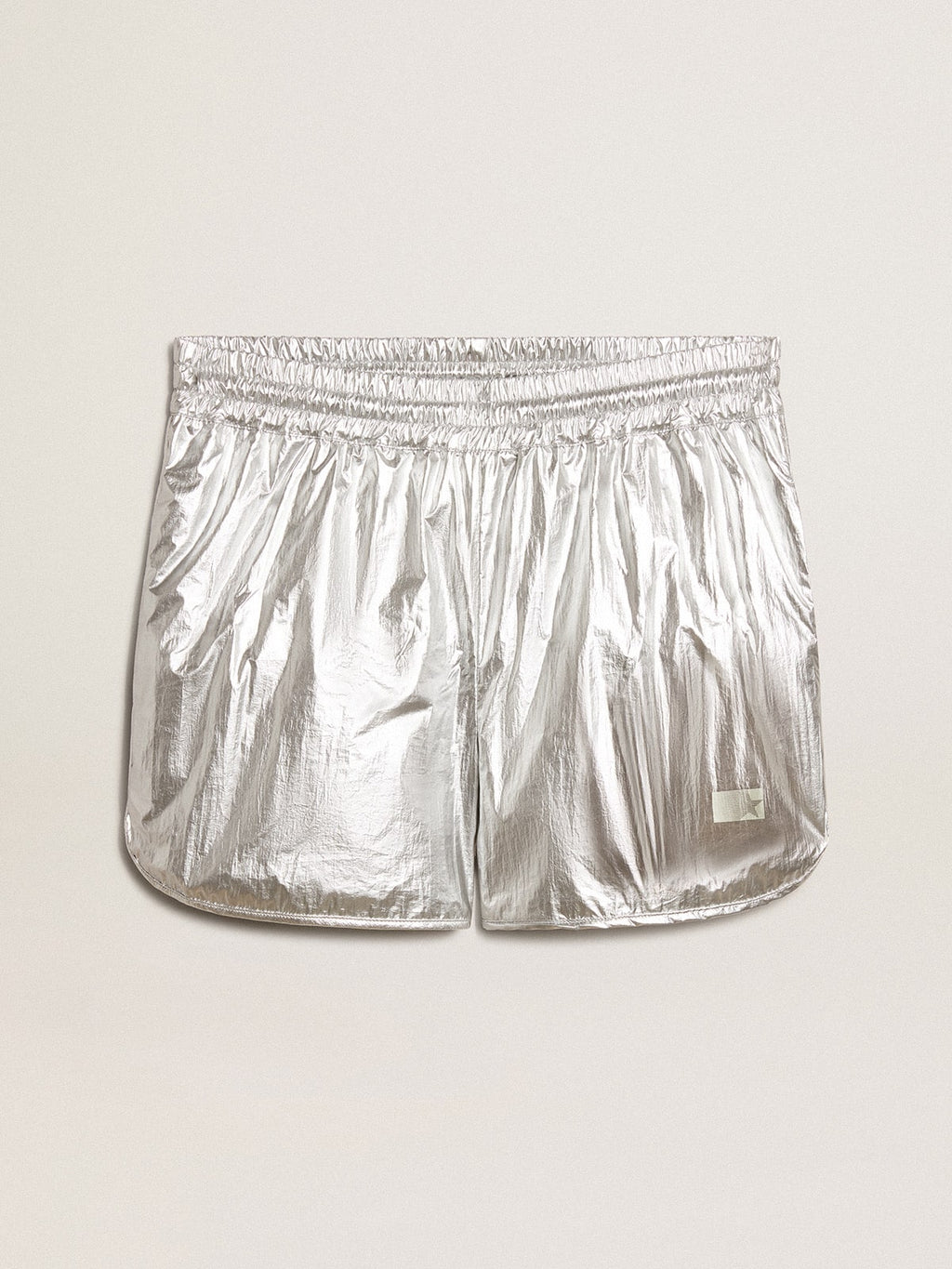 Men's running shorts in silver fabric| Golden Goose