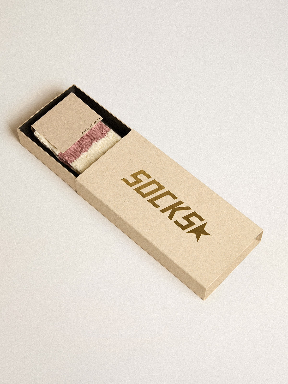 Socks in aged white with multicolor stripes| Golden Goose