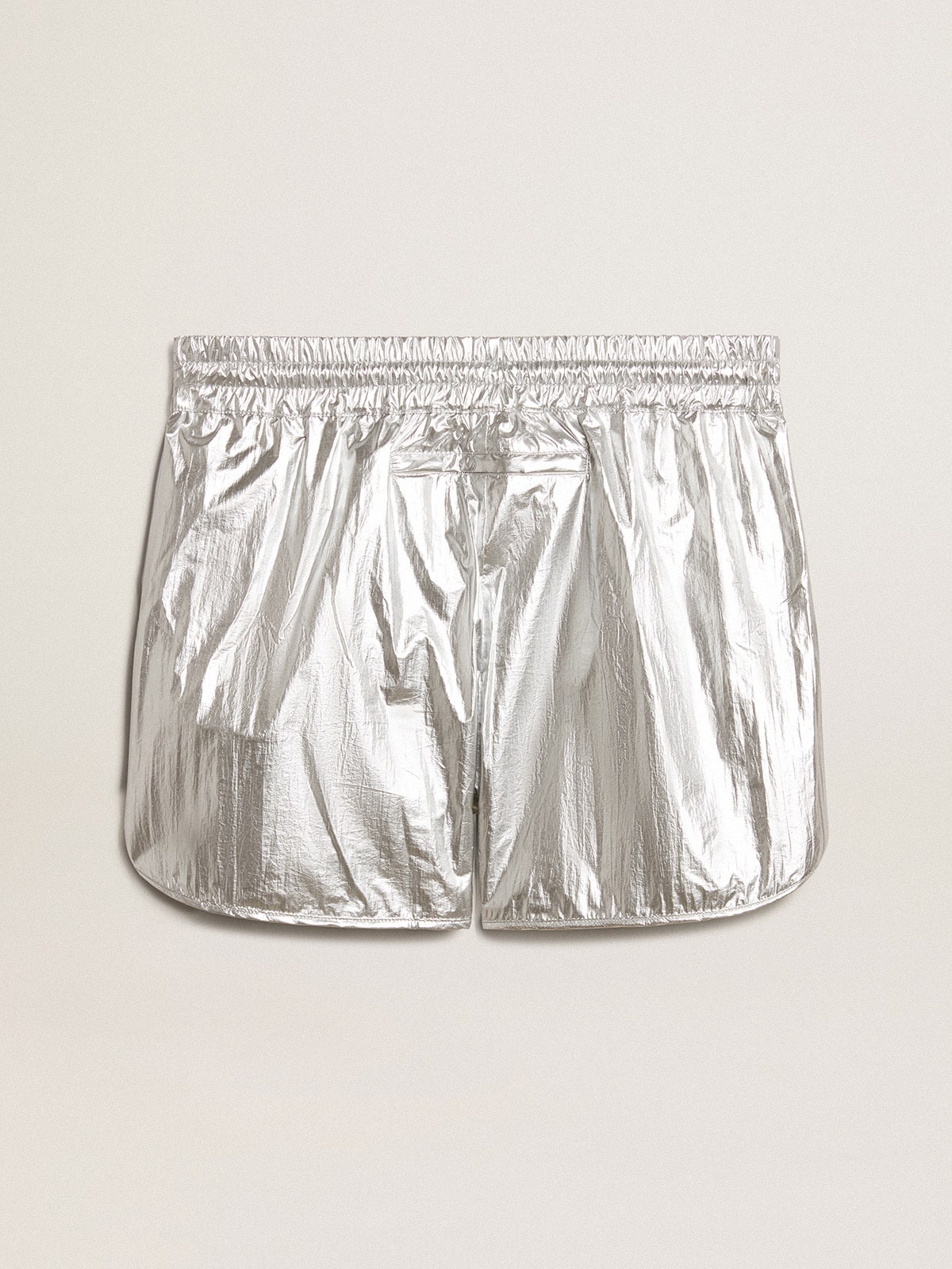 Men's running shorts in silver fabric| Golden Goose