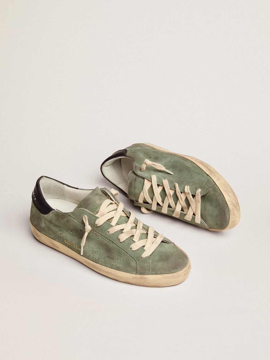 Women's Super-Star in military green suede with perforated star| Golden Goose