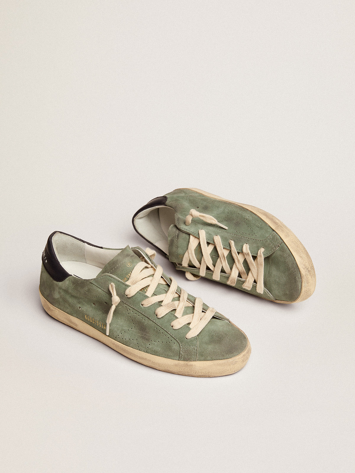 Women's Super-Star in military green suede with perforated star| Golden Goose