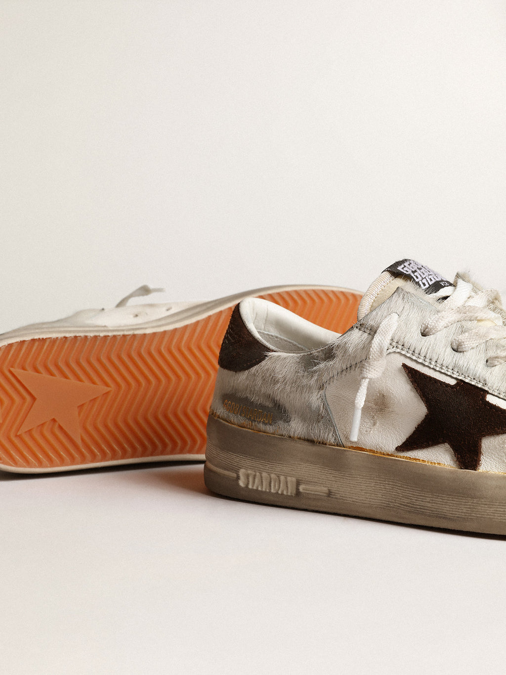 Women's Stardan in nappa and pony skin with brown suede star| Golden Goose