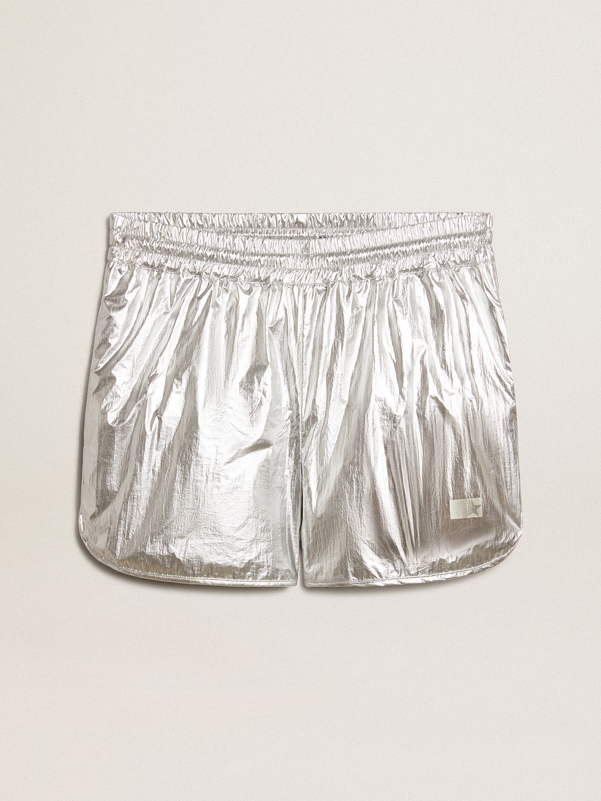 Men's running shorts in silver fabric| Golden Goose