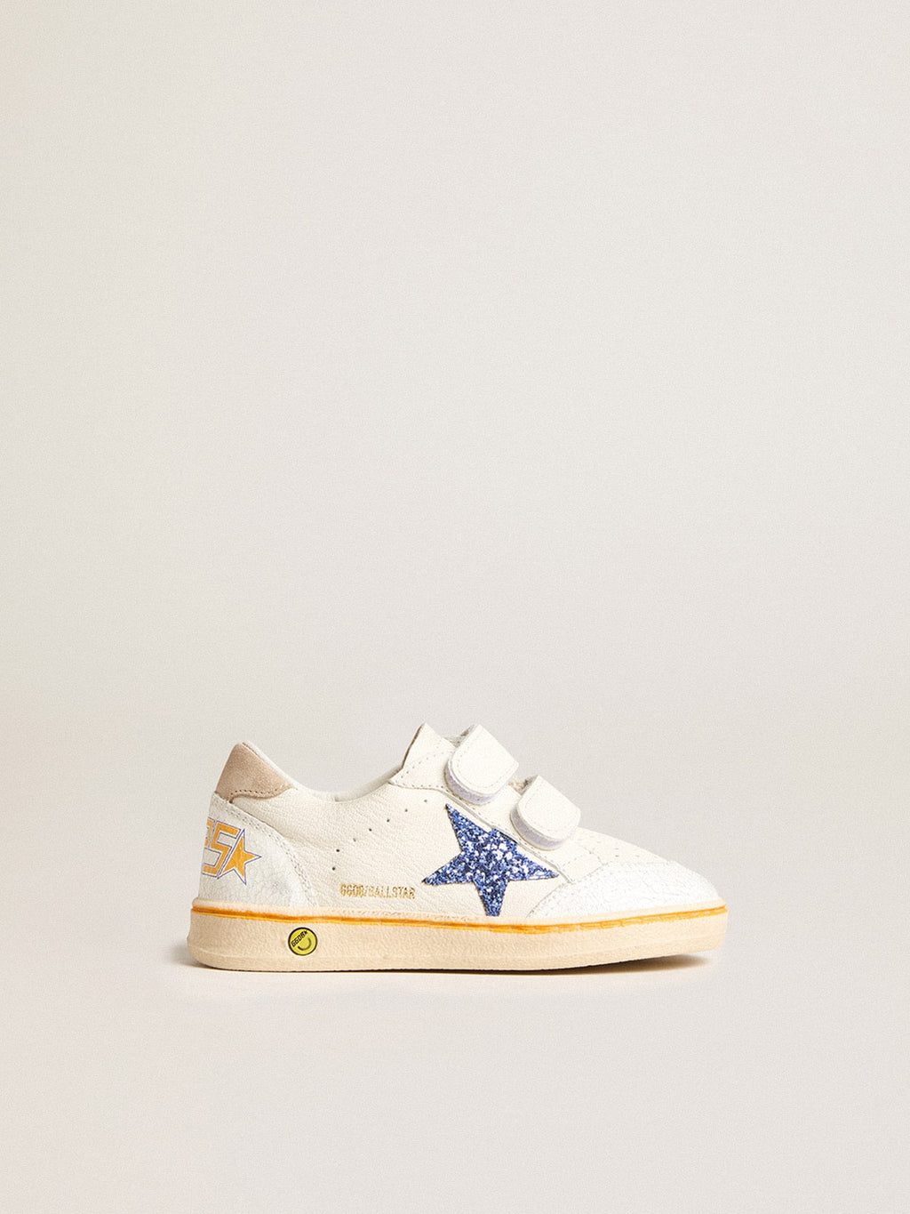 Junior Ball Star with blue glitter star and beige suede heel tab| Golden Goose