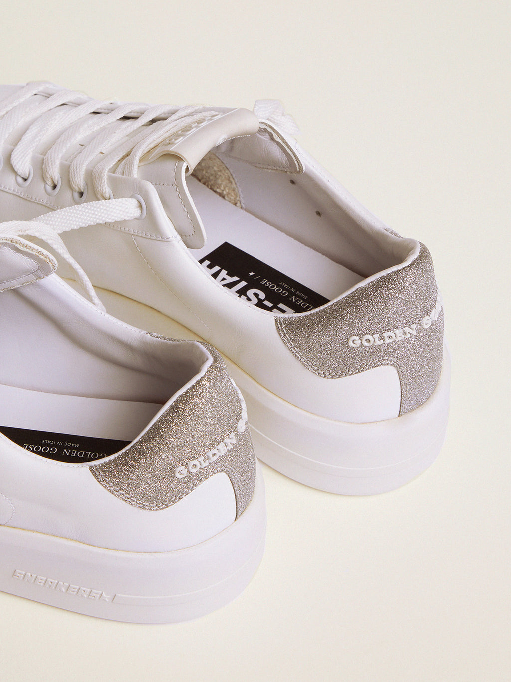 Purestar sneakers with glittery silver heel tab| Golden Goose