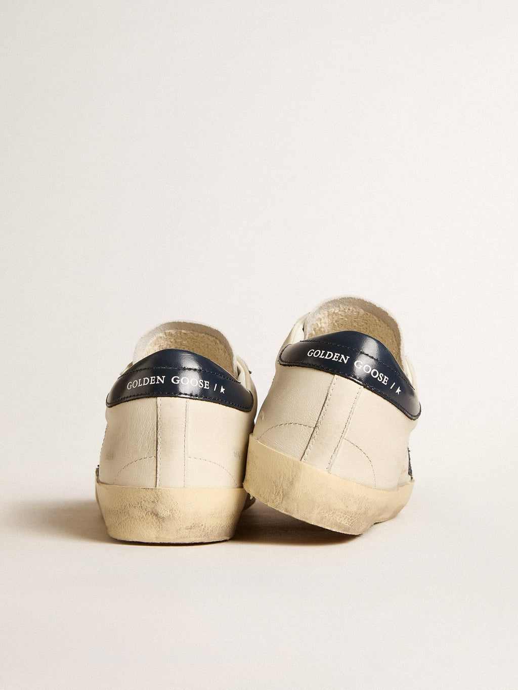 Women's Old School in leather with blue glitter star and blue leather heel tab| Golden Goose