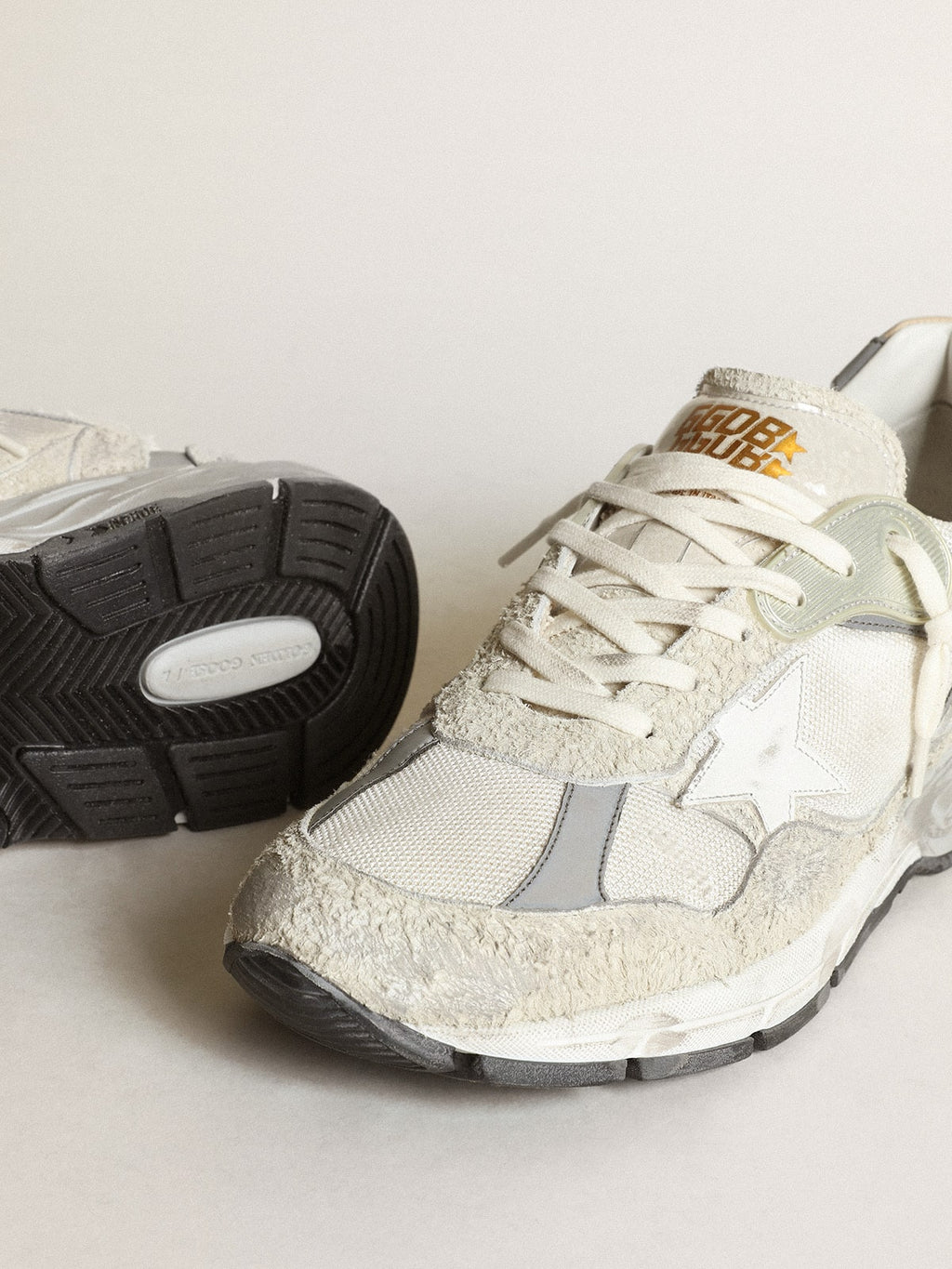 Men's Dad-Star in white and gray suede and white leather star| Golden Goose