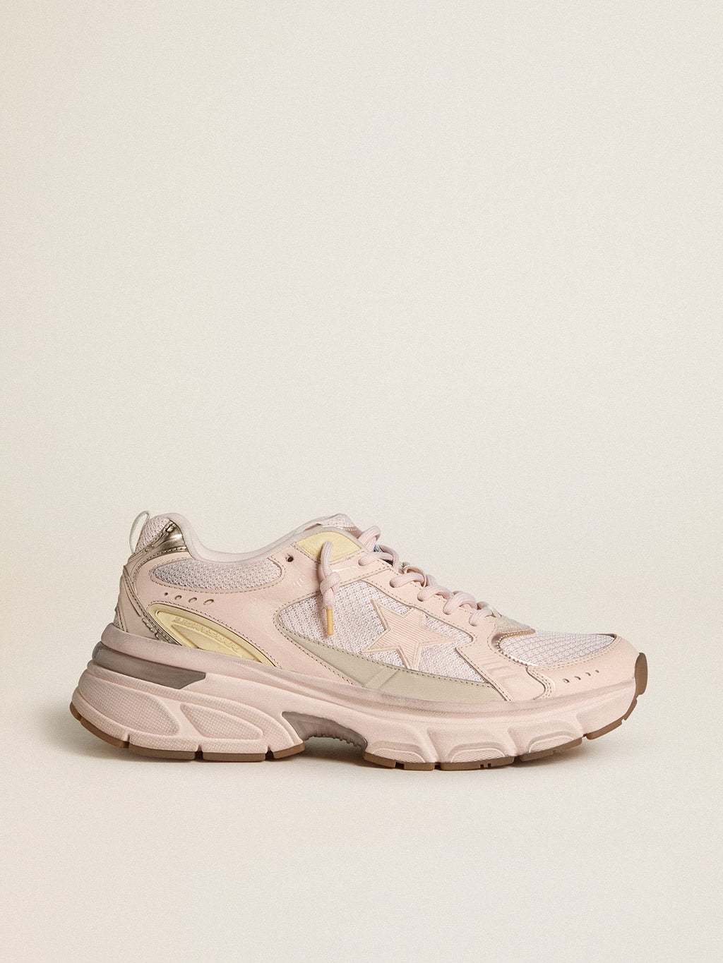 Men's Lightstar with pink leather and mesh upper and pink star| Golden Goose