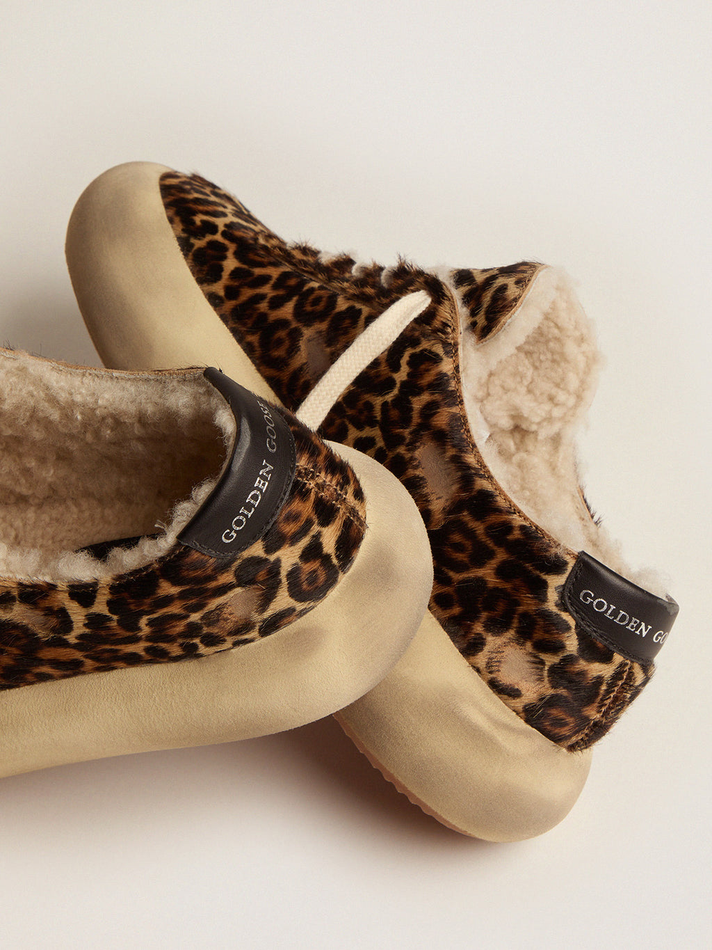 Space-Star shoes in animal-print pony skin with shearling lining| Golden Goose