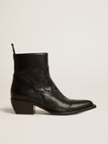 Low Debbie boots in black snake-print leather| Golden Goose