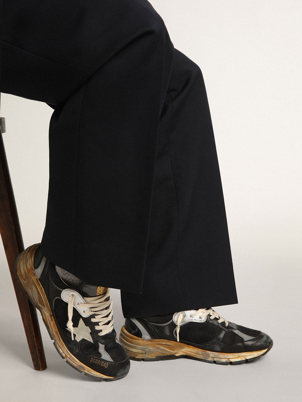 Men's Dad-Star in black mesh and nappa with ice-colored star| Golden Goose