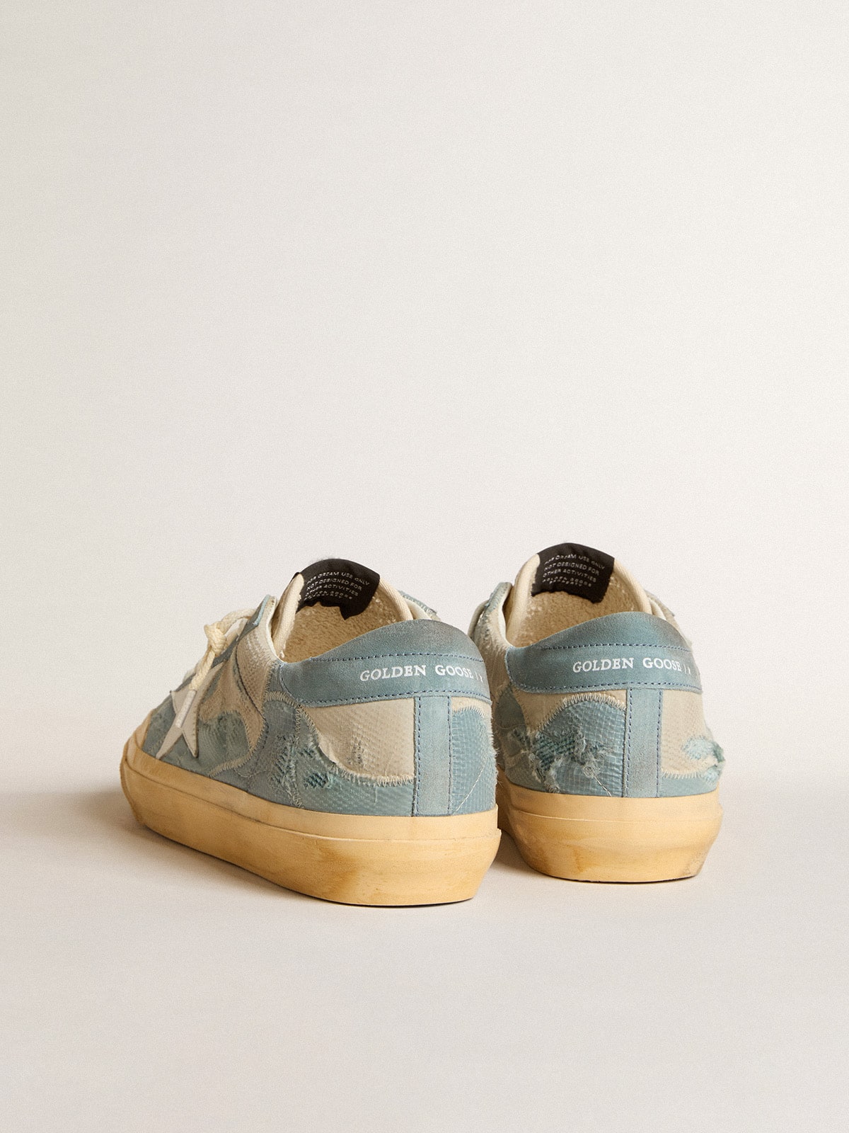 Super-Star in light blue mesh and nylon with white leather star| Golden Goose