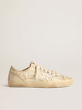 Men's V-Star LAB in canvas with leather star and rust-colored marks| Golden Goose
