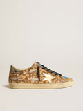 Women's Super-Star LAB in leopard pony skin with gold star and gray heel tab| Golden Goose