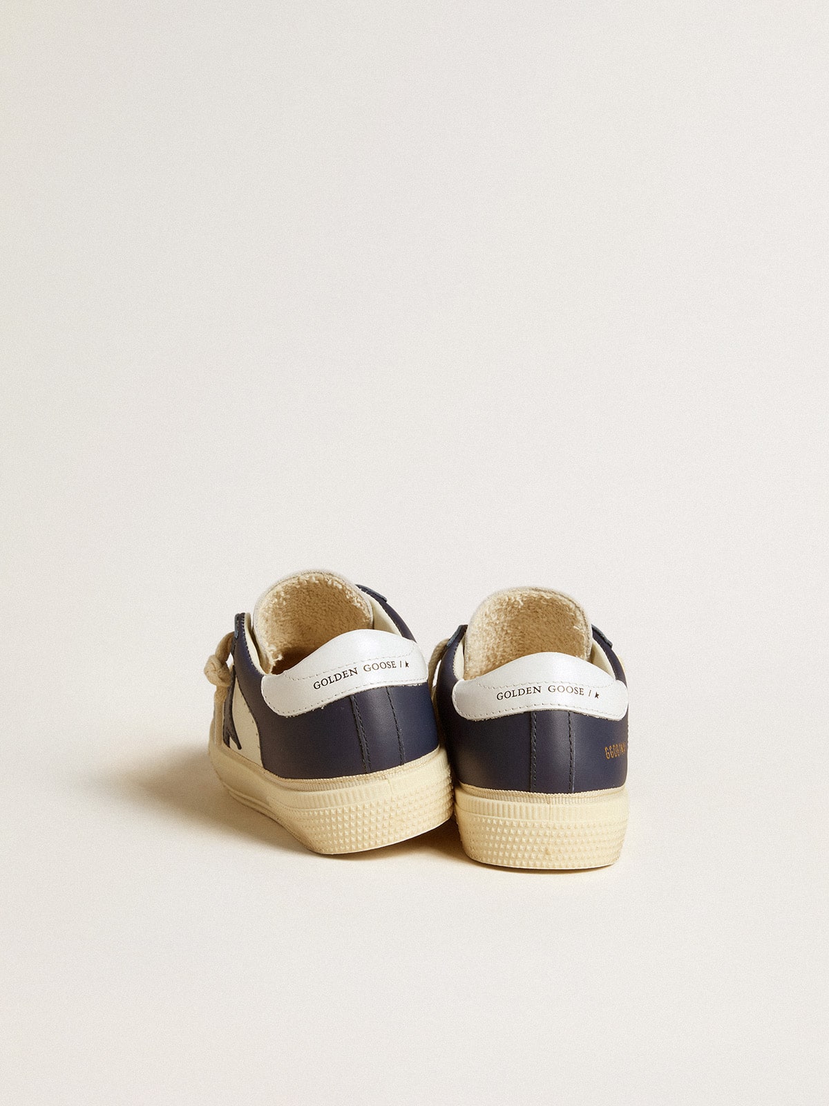May Junior in white and blue leather with leather star and heel tab| Golden Goose